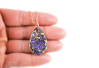 Glittery Fingerprint Bronze Necklace - Memorial Jewelry, Teardrop shape with Colour and Design