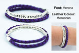 Coordinates Leather Wrap Bracelet - Leather and Silver Bracelet - Unisex Bracelet