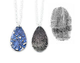 Glittery Fingerprint Necklace - Memorial Jewelry, Teardrop shape with Colour and Design