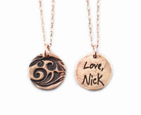 Actual Writing Signature and Design on a Bronze Circle Shape Pendant