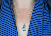 Silver Double Fingerprint Necklace - Teardrop Shape