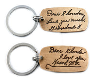 Actual HANDWRITING Jewelry Signature Keychain - Rustic Double Sided Bronze Keychain