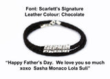 Double Stranded Genuine Leather and Sterling Men's and Women's Secret Message Bracelet
