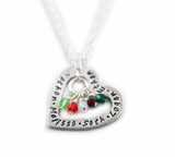 Heart With Family Names and hanging Swarovski Element Birthstone Beads Custom Necklace