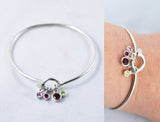 Family Birthstone Bracelet - Sterling Silver Tension Bracelet