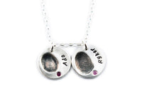 Fingerprint Necklace - Fingerprint Pendant with name and with or without birthstone