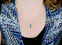Footprint or Handprint Cutout Necklace with Initial on the Back