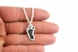 Footprint or Handprint Cutout Necklace with Initial on the Back