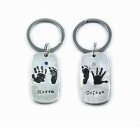 Silver Hand and Footprint Keychain