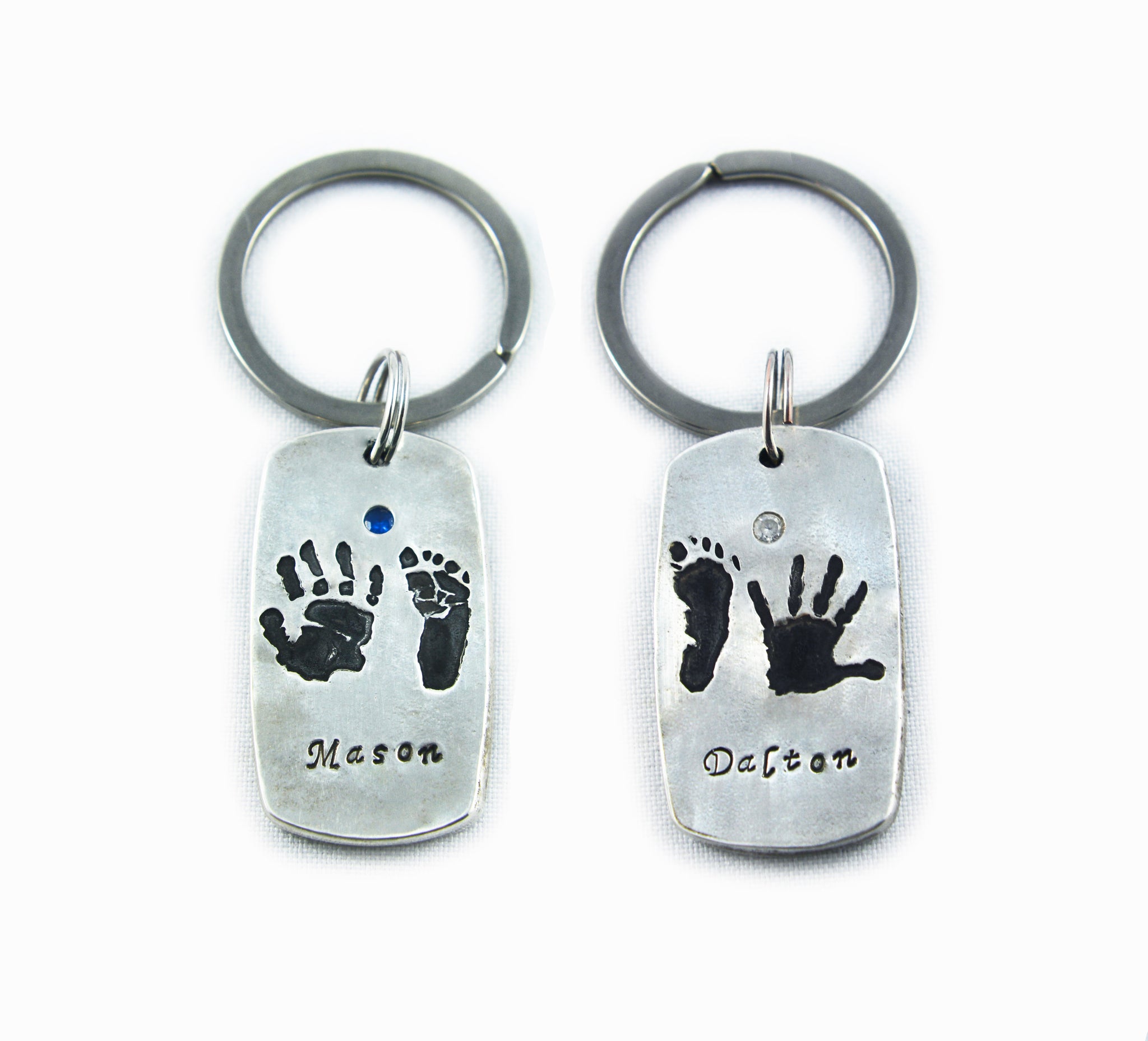 Silver Hand and Footprint Keychain My Fine Silver Designs