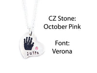 Keepsake Baby Footprint or handprint pendant with Name and Birthstone