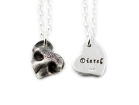 3D Heart Shaped Silver Dog Nose Print Necklace - YOUR Dog's Actual Nose Print