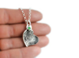 Fingerprint Necklace - Heart Shaped Fingerprint Pendant with birthstone and name