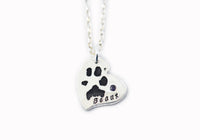 Cat or Dog Paw Print Necklace - Silver Paw Print Pendant made from a Picture