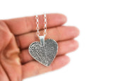 2 Fingerprints on a Silver Heart Shape Pendant