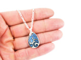 Small Glittery Handwriting Necklace - Memorial Jewelry, Teardrop shape with Colour and Design