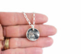 Small Silver Cat or Dog Partial Paw Print Necklace - Circle Shape