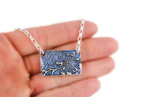 Glittery Handwriting Necklace - Memorial Jewelry, Rectangle shape with Colour and Design