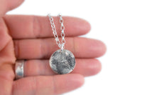 Silver Cat or Dog Partial Paw Print Necklace - Circle Shape