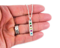 Silver Birthstone Family bark texture Necklace