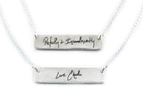 Actual Writing Signature Double Sided on a Silver Necklace