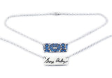Glittery Handwriting Necklace - Memorial Jewelry, Rectangle shape with Colour and Design