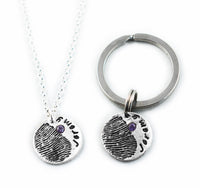 Fingerprint Necklace with Name & With or Without Birthstone
