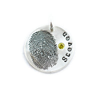 Fingerprint Necklace with Name & With or Without Birthstone