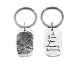 Actual HANDWRITING and Fingerprint Silver Pendant - Large - Dog Tag Shaped