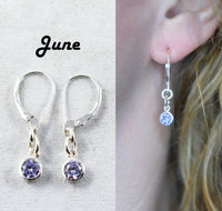 Silver June CZ stone Dangle Earrings