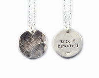 Pet Print and Owner's Fingerprint Silver Pendant Necklace
