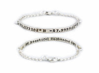 Latitude and Longitude Coordinates sterling silver bracelet