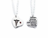 Heart Silver Medical Alert Pendant with Information on the Back