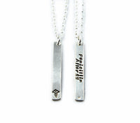 Silver Medical Alert Bar Necklace with Information on the Back