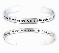 Sterling Silver Memorial Cuff Bracelet - Loss of parent, baby or pet