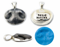 3D Silver Dog Nose Print Pendant on a keychain or necklace - YOUR Dog's Actual Nose Print