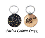 Actual HANDWRITING Keychain - Rustic Design With Colour & Handwriting Bronze Circle Keychain