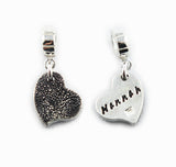 Silver Cat or Dog Partial Paw Print Charm - Heart Shape - Pandora Compatible