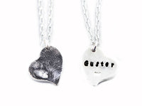 Silver Cat or Dog Partial Paw Print Necklace - Heart Shape