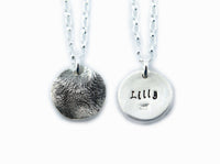 Silver Cat or Dog Partial Paw Print Necklace - Circle Shape
