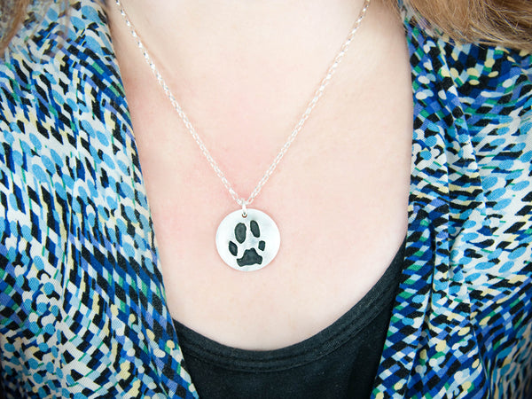 Double-Sided Custom Paw Print Necklace at Custom Paw Jewelry Shop