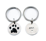 Silver Cat or Dog Paw Print Necklace or Keychain - Paw Print Jewelry