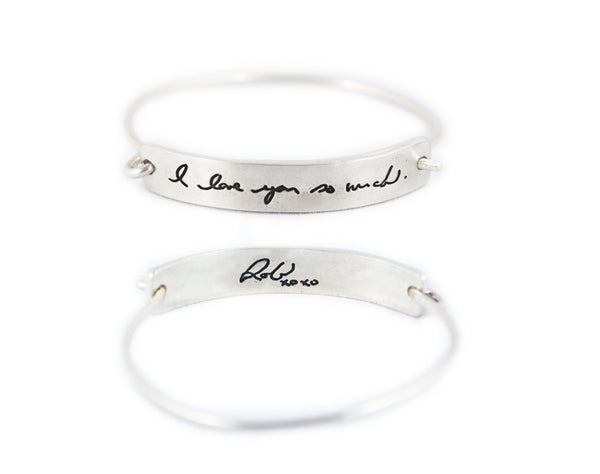 Handwriting Tension Bracelet - Silver Memorial handwriting jewelry