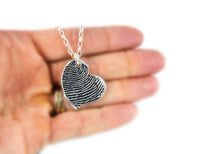 Actual Writing Signature and Fingerprint on a Silver Whimsical Heart Shape Pendant