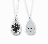 Silver Dog or Cat Paw Print Necklace - Paw Print Jewelry