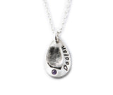 Fingerprint Necklace - Fingerprint Pendant with name and with or without birthstone