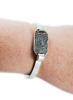 Thick Fingerprint and Handwriting Tension Sterling Silver Bracelet - Memorial Jewelry