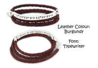 Coordinates Leather Wrap Bracelet - Leather and Silver Bracelet - Unisex Bracelet