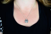 Small Silver Cat or Dog Partial Paw Print Necklace - Circle Shape