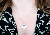 Tear Drop Silver Medical Alert Pendant with Information on the Back